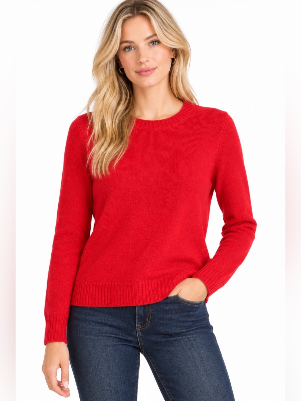 J. Crew Factory Bright Red Crewneck Sweater M